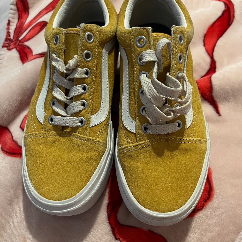 Vans Yellow and White Suede Sneakers Classic Style